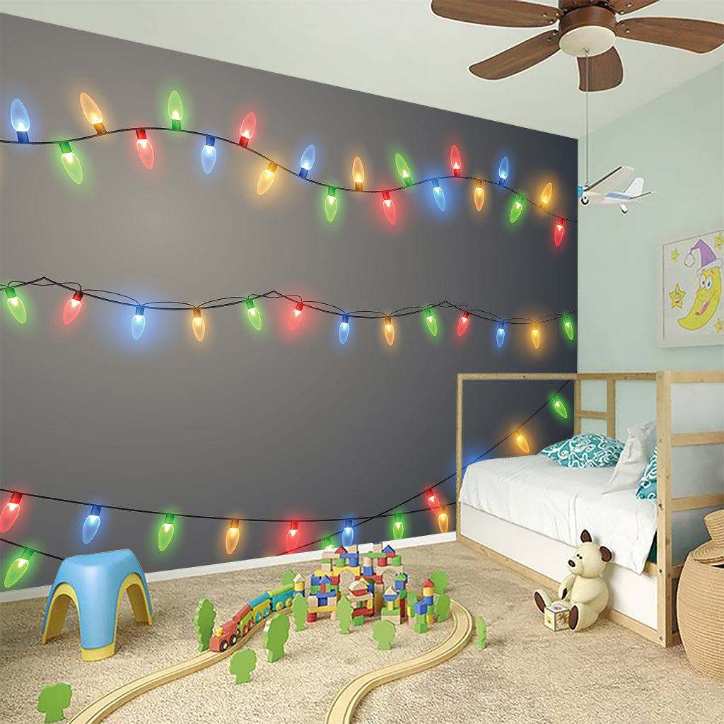 Colorful Christmas String Lights Print Wall Sticker