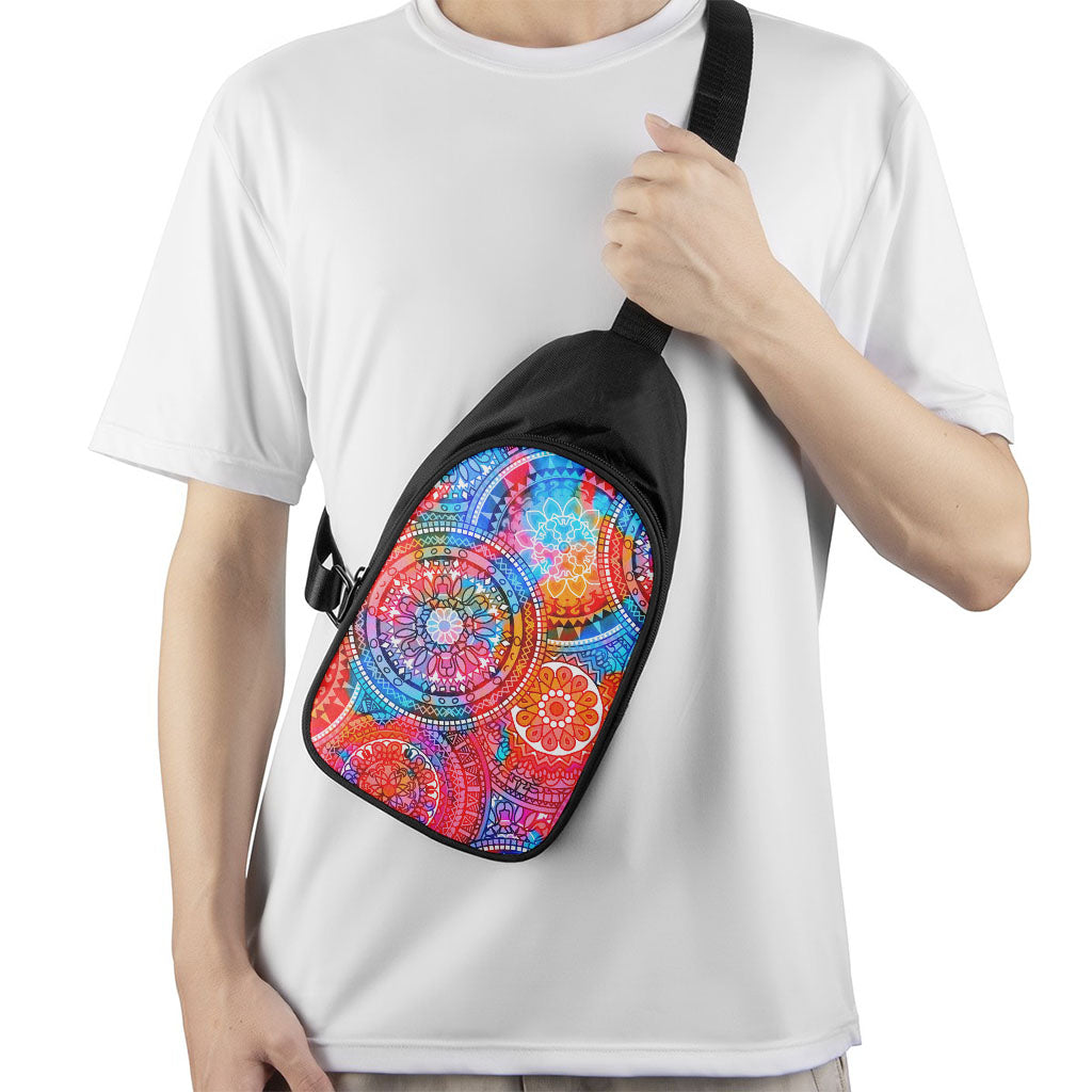 Colorful Circle Mandala Print Chest Bag