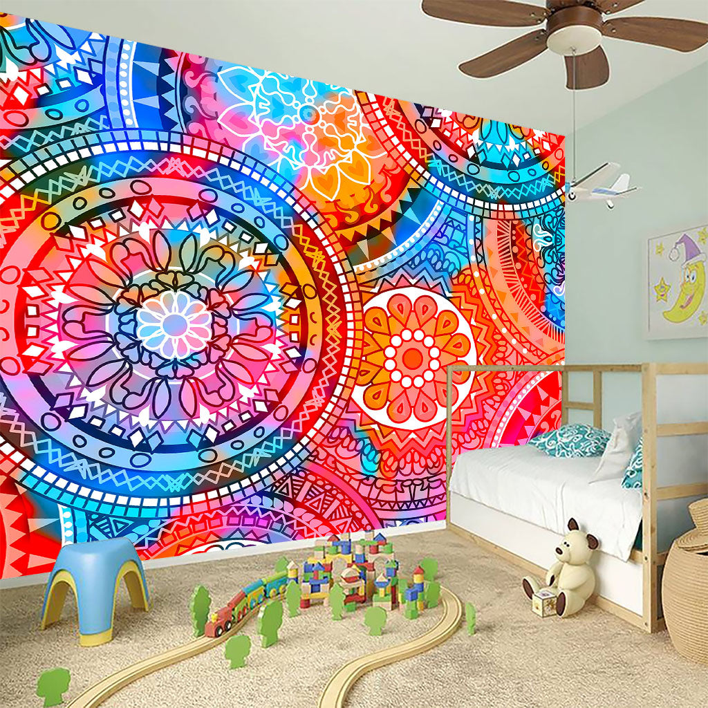 Colorful Circle Mandala Print Wall Sticker