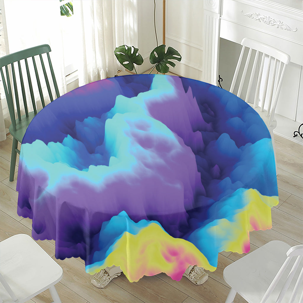 Colorful Cloud Print Waterproof Round Tablecloth