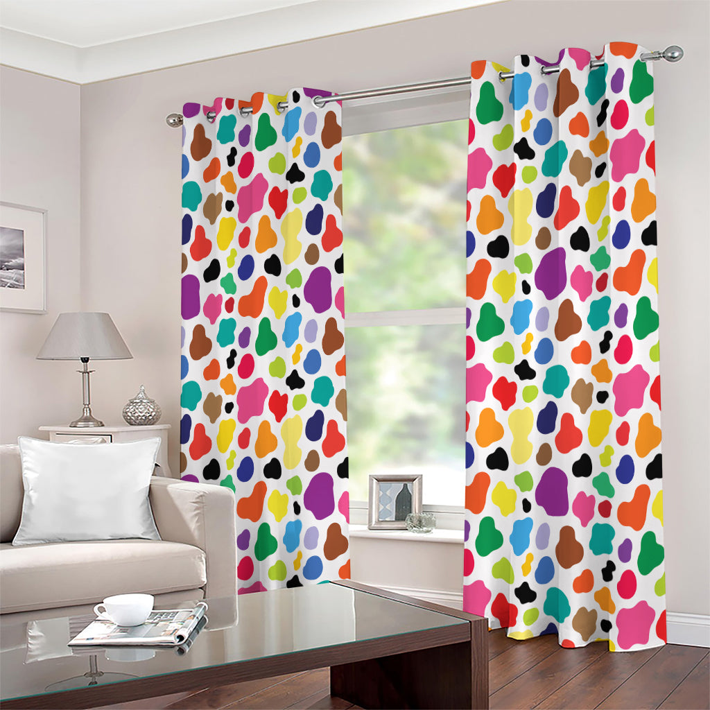 Colorful Cow Pattern Print Extra Wide Grommet Curtains
