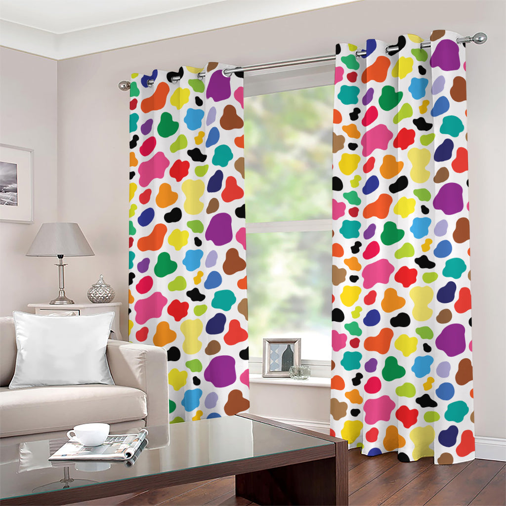 Colorful Cow Pattern Print Grommet Curtains