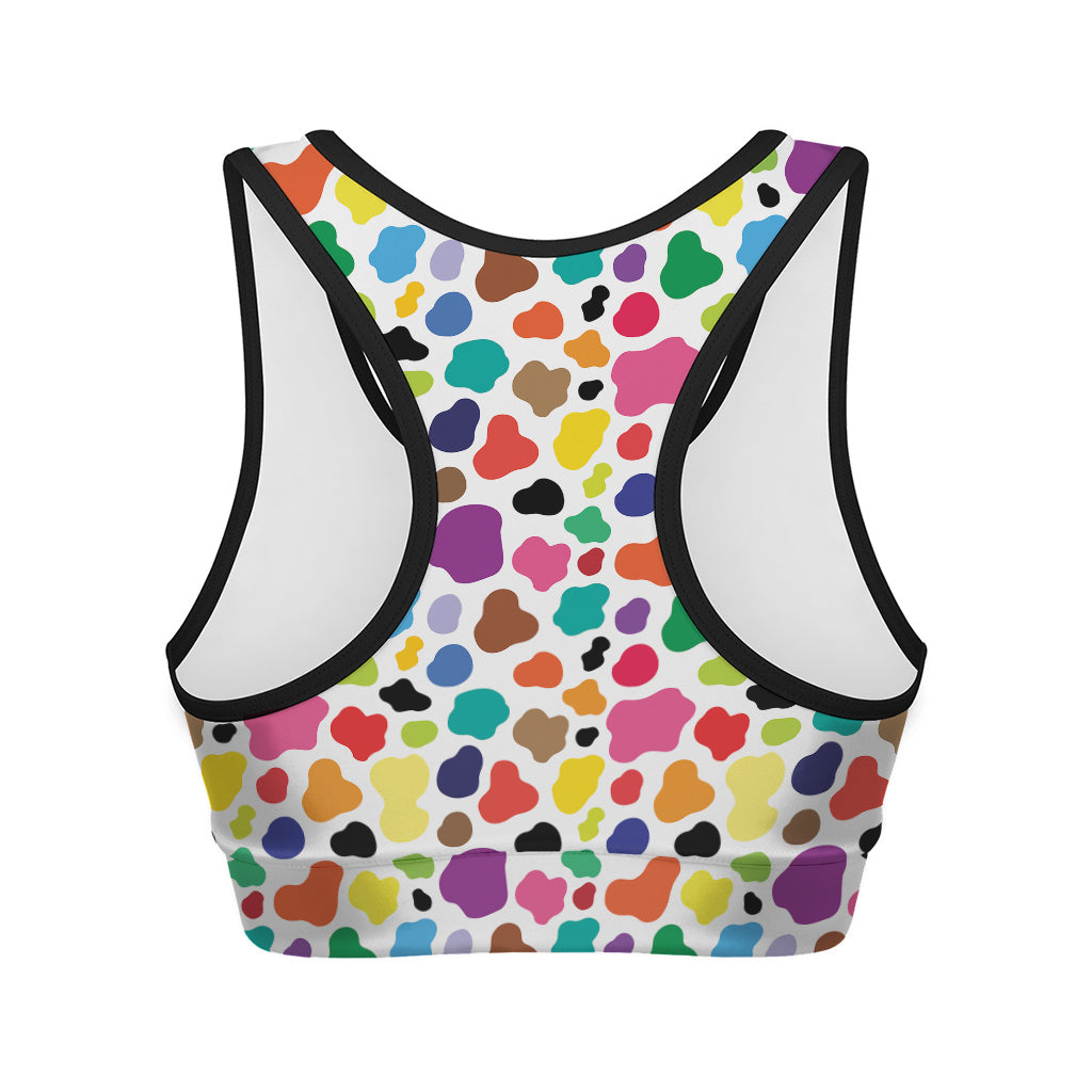 Colorful Cow Pattern Print Women's Sports Bra