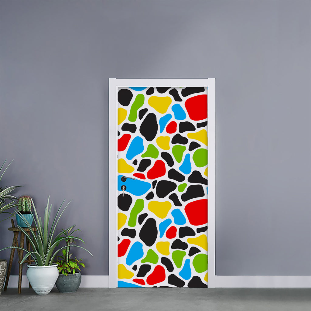 Colorful Cow Print Door Sticker