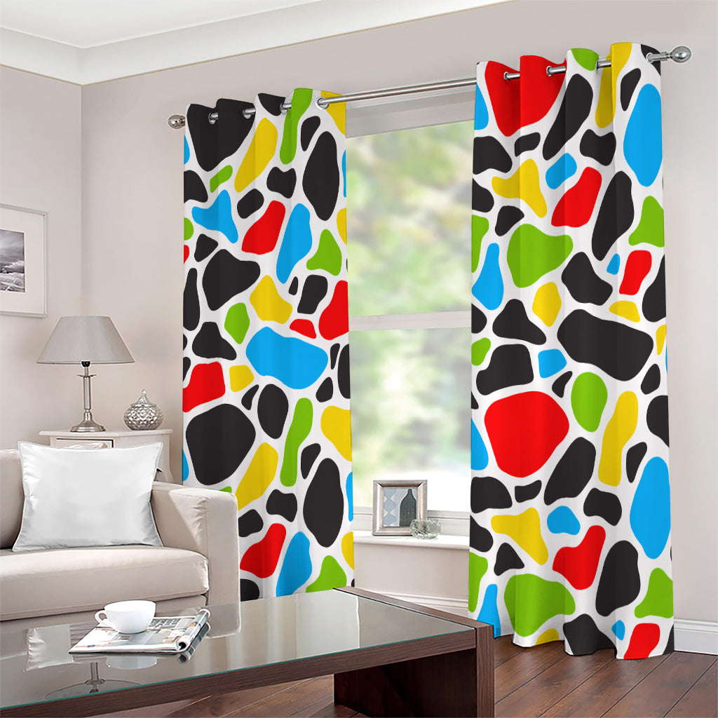 Colorful Cow Print Extra Wide Grommet Curtains
