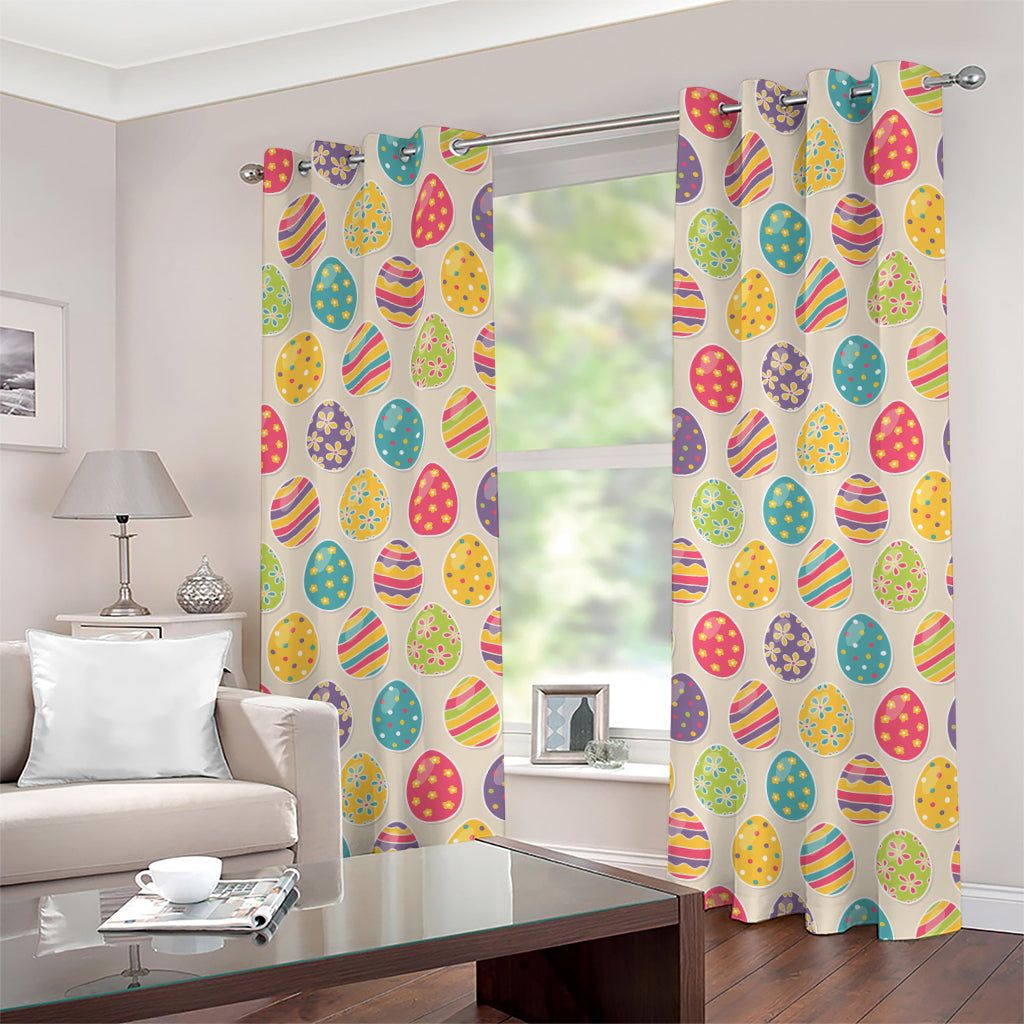 Colorful Cute Easter Eggs Pattern Print Grommet Curtains