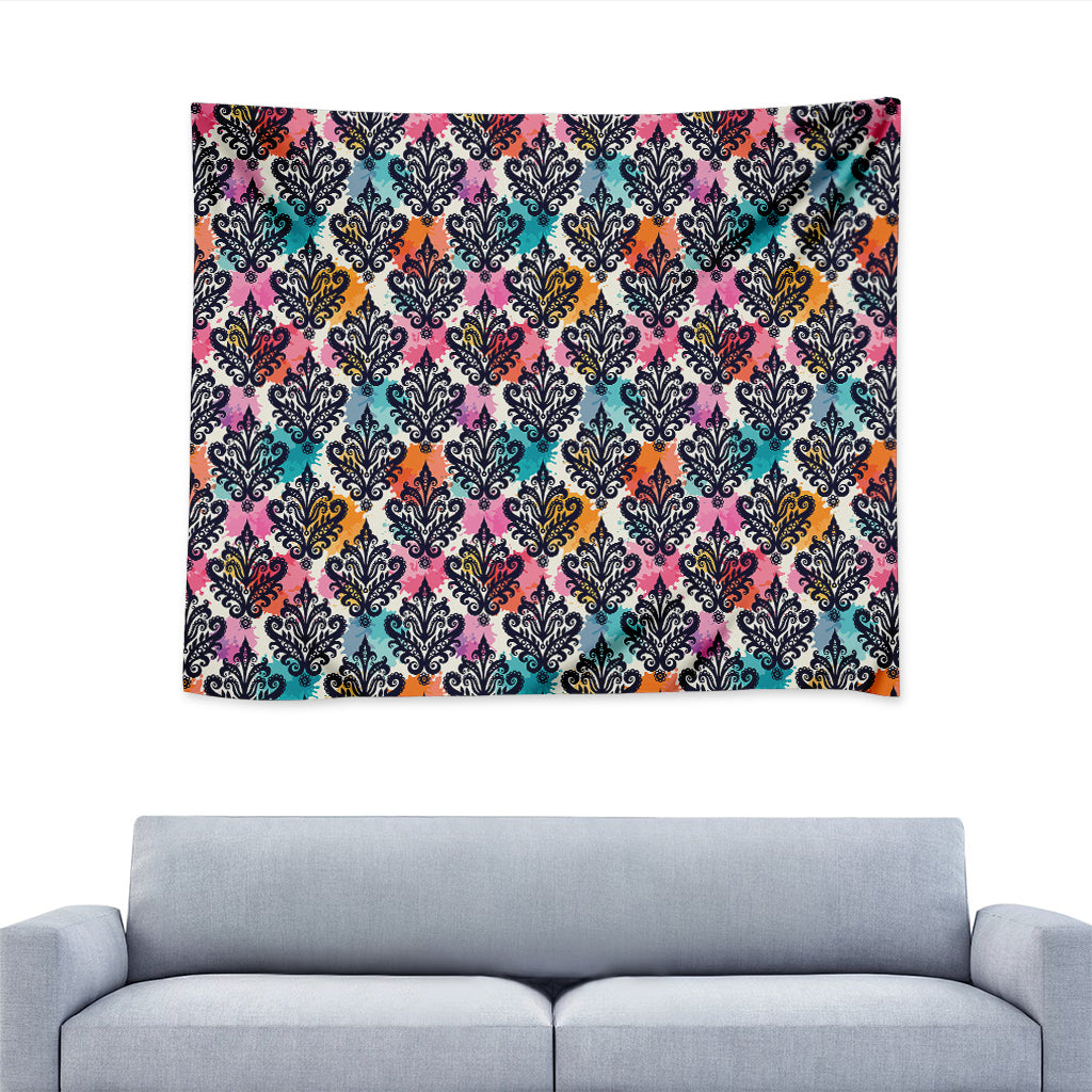 Colorful Damask Pattern Print Tapestry