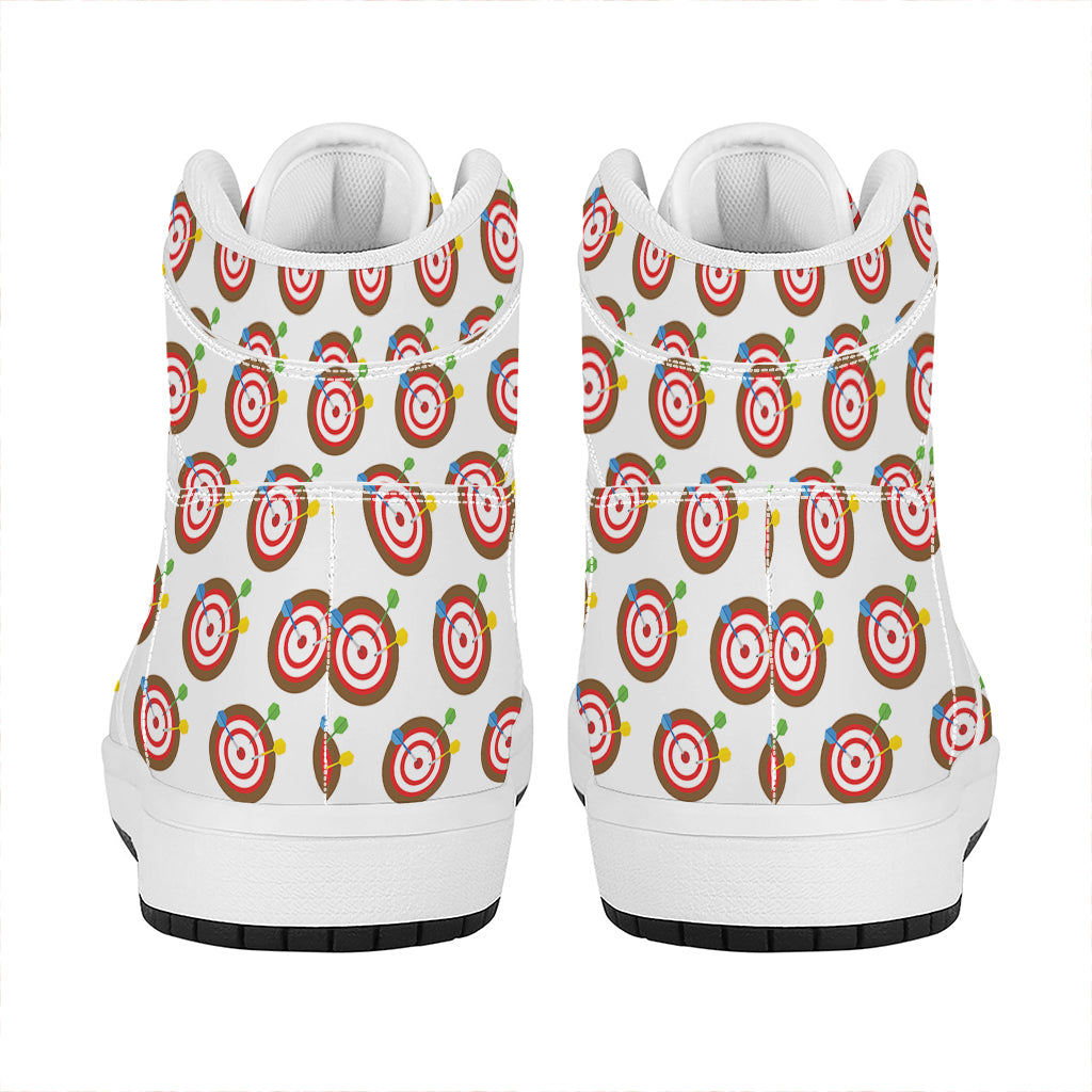 Colorful Darts And Dartboard Print High Top Leather Sneakers