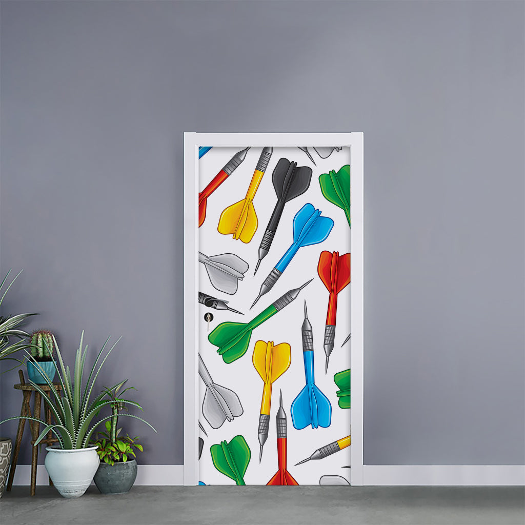 Colorful Darts Pattern Print Door Sticker