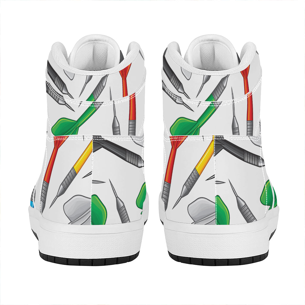 Colorful Darts Pattern Print High Top Leather Sneakers