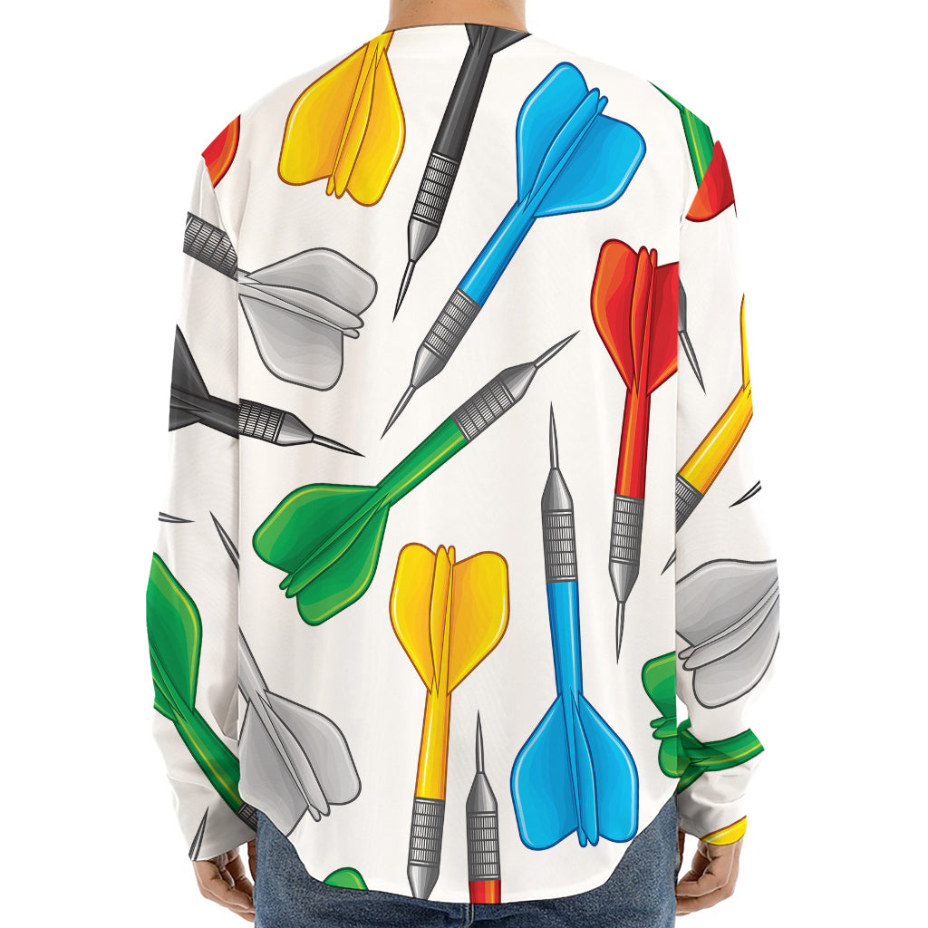 Colorful Darts Pattern Print Long Sleeve Baseball Jersey