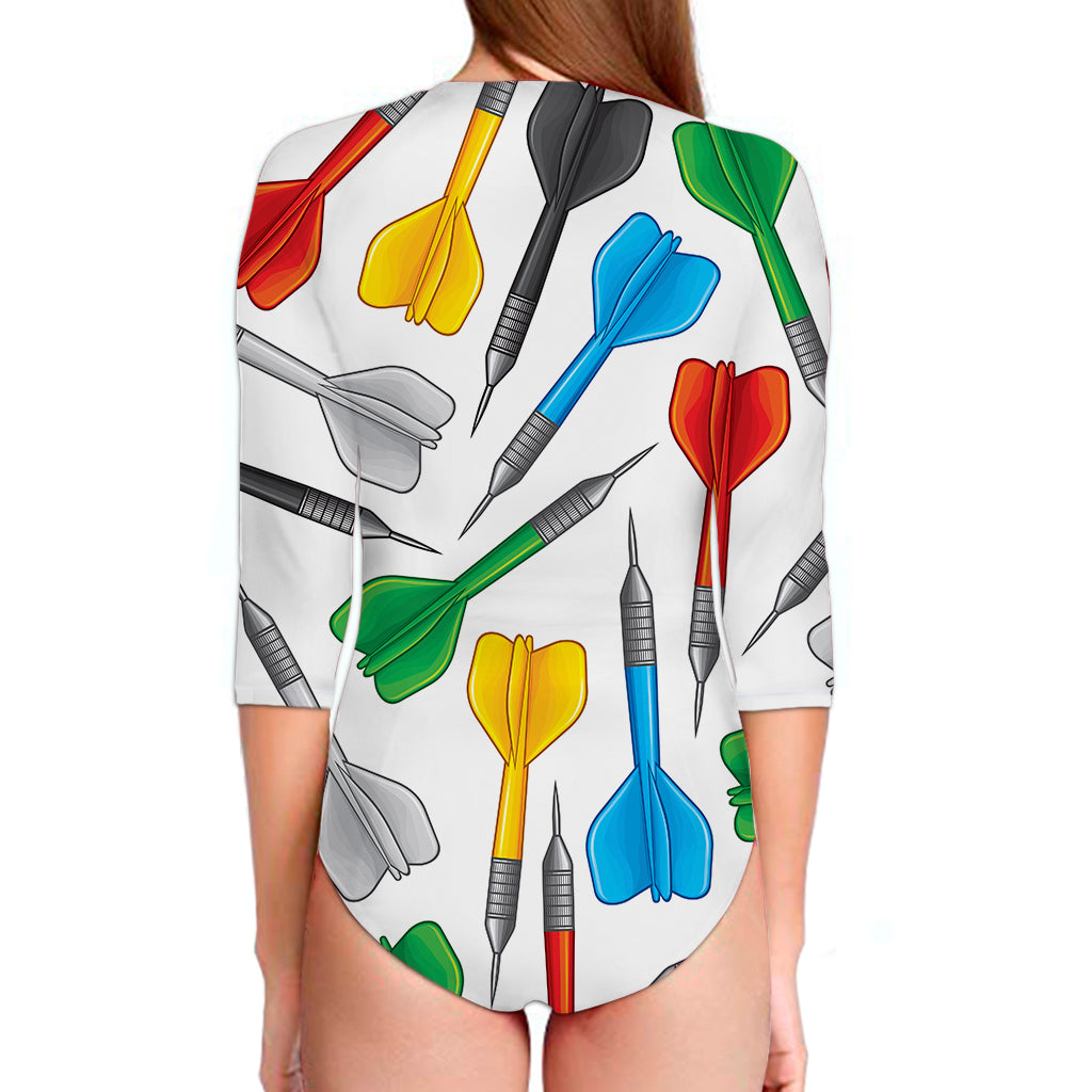Colorful Darts Pattern Print Long Sleeve Swimsuit