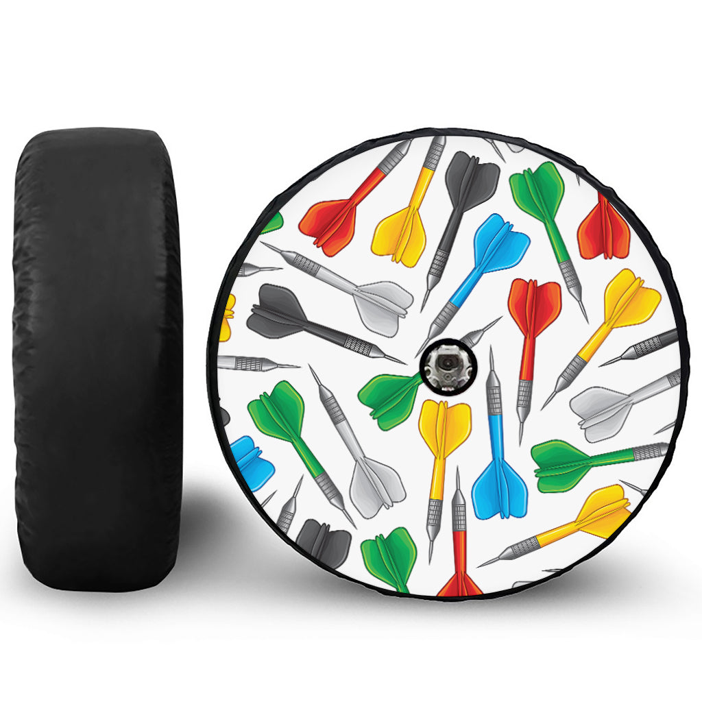 Colorful Darts Pattern Print Tire Cover With Camera Hole