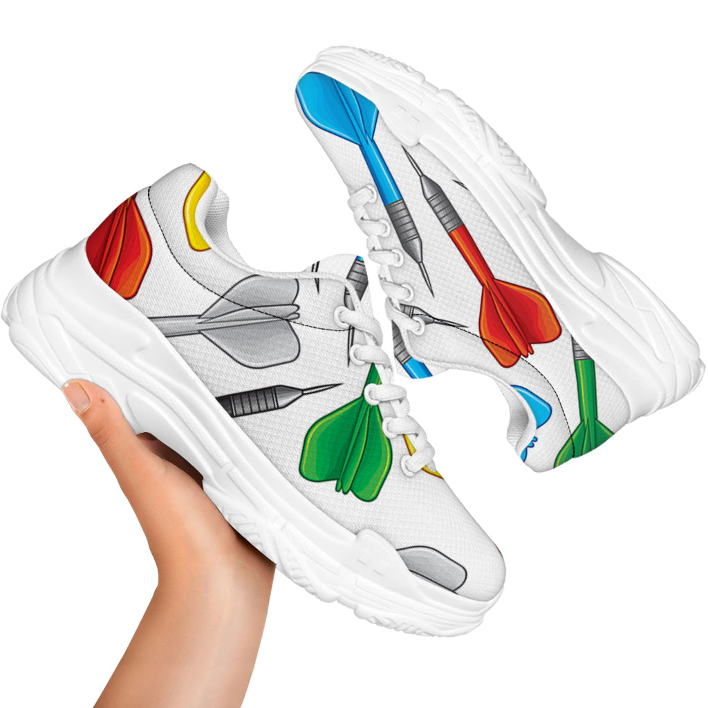 Colorful Darts Pattern Print White Chunky Shoes