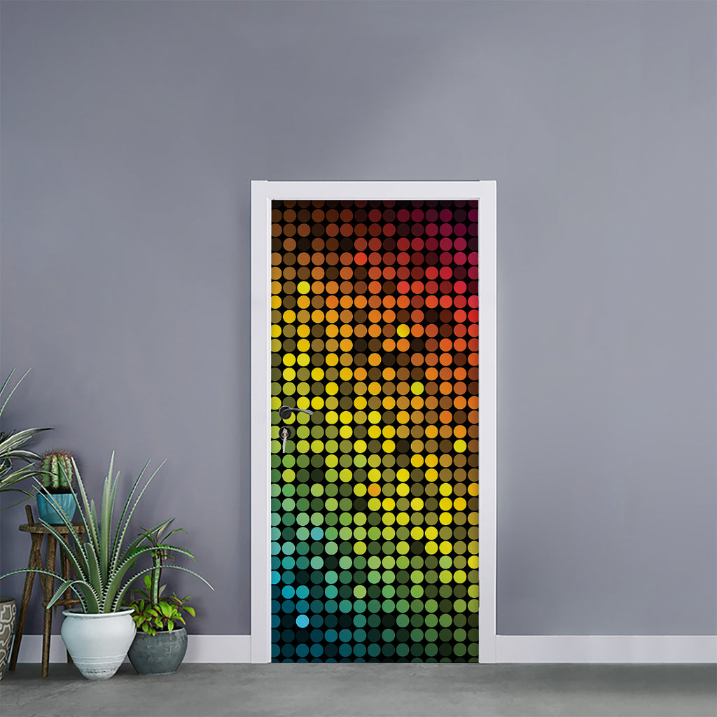 Colorful Disco Lights Pattern Print Door Sticker