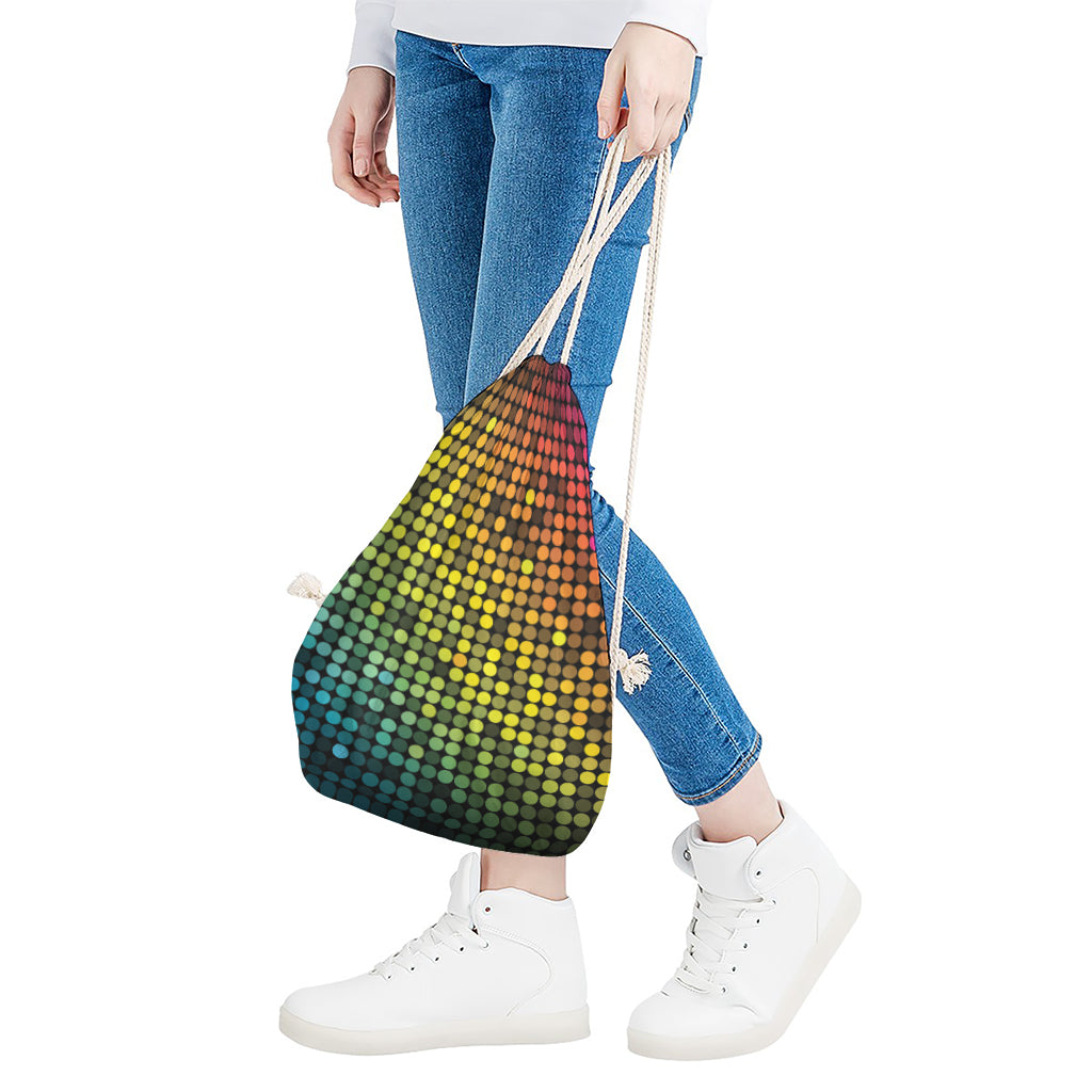 Colorful Disco Lights Pattern Print Drawstring Bag