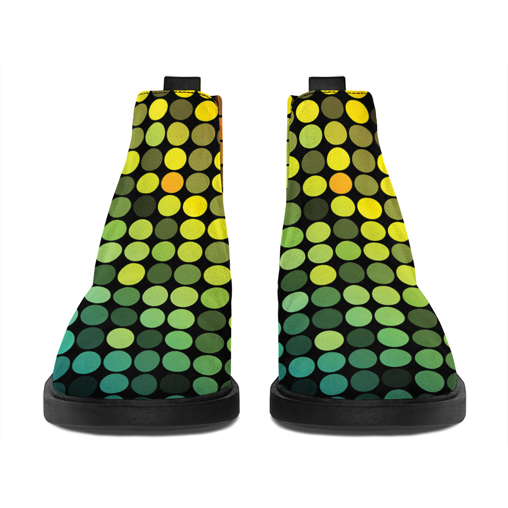 Colorful Disco Lights Pattern Print Flat Ankle Boots