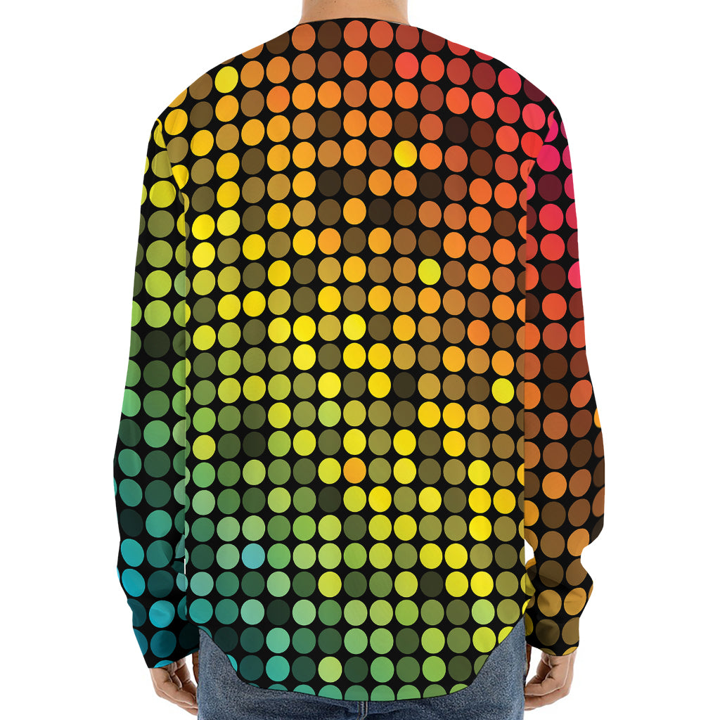 Colorful Disco Lights Pattern Print Long Sleeve Baseball Jersey
