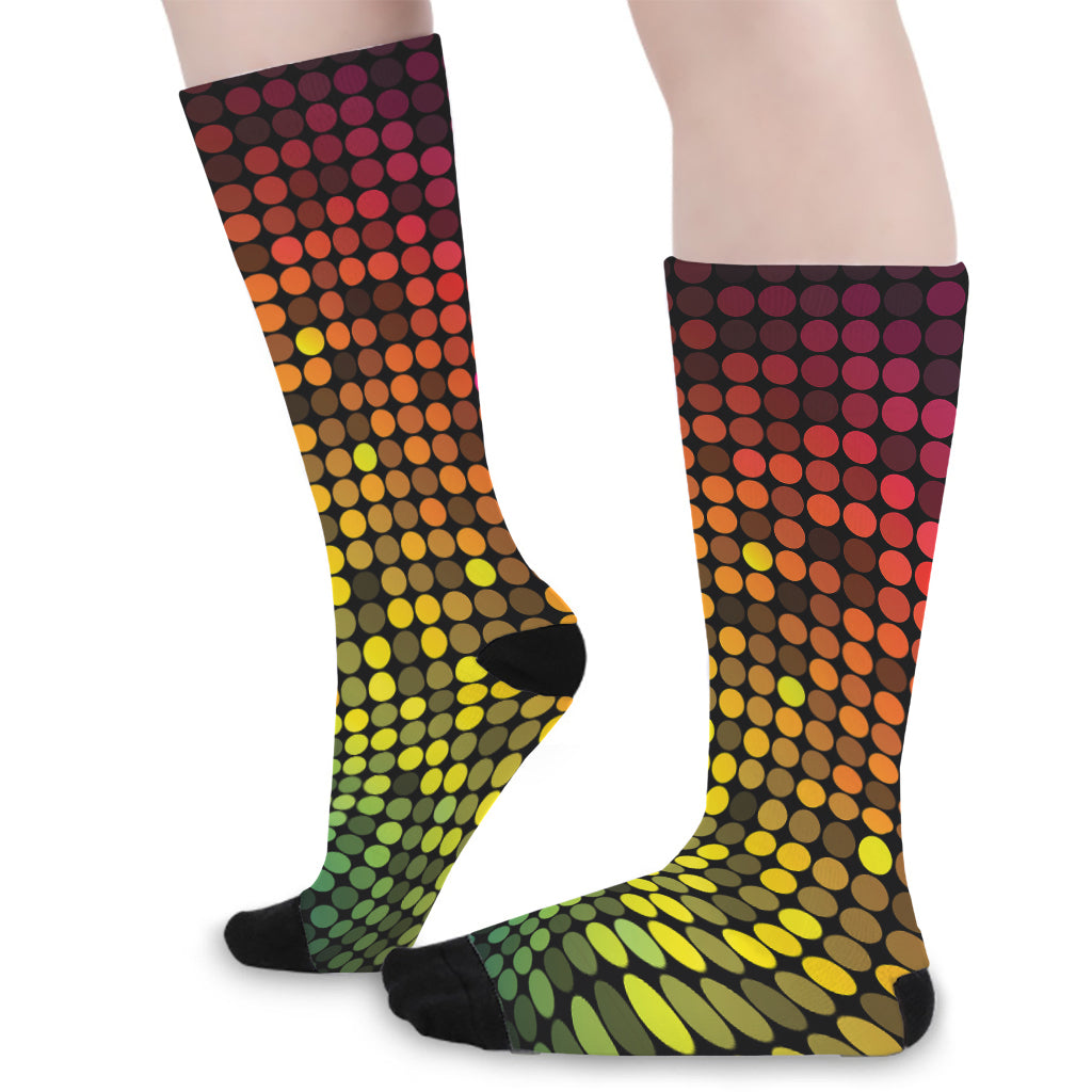 Colorful Disco Lights Pattern Print Long Socks