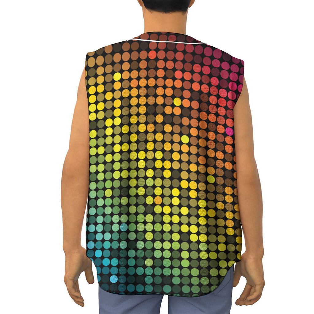 Colorful Disco Lights Pattern Print Sleeveless Baseball Jersey