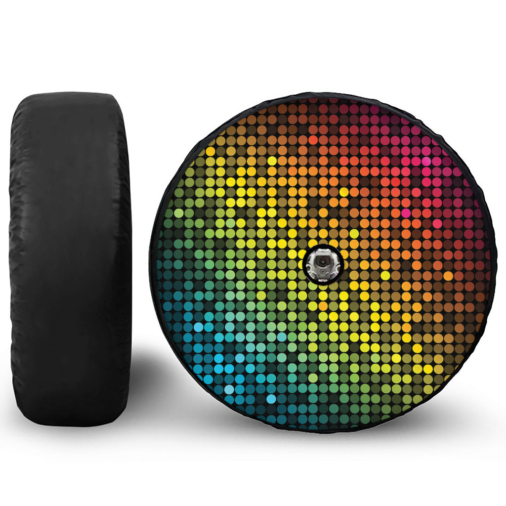 Colorful Disco Lights Pattern Print Tire Cover With Camera Hole