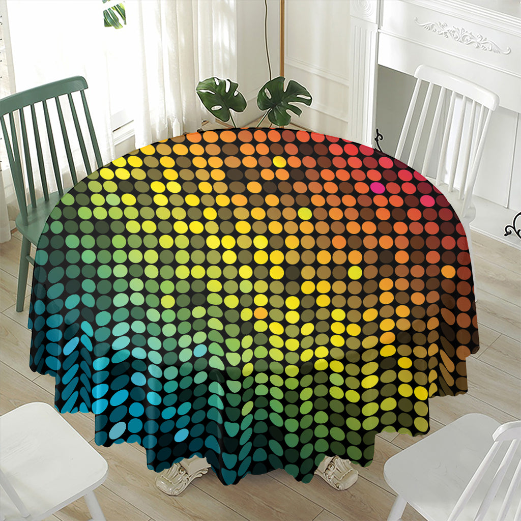 Colorful Disco Lights Pattern Print Waterproof Round Tablecloth