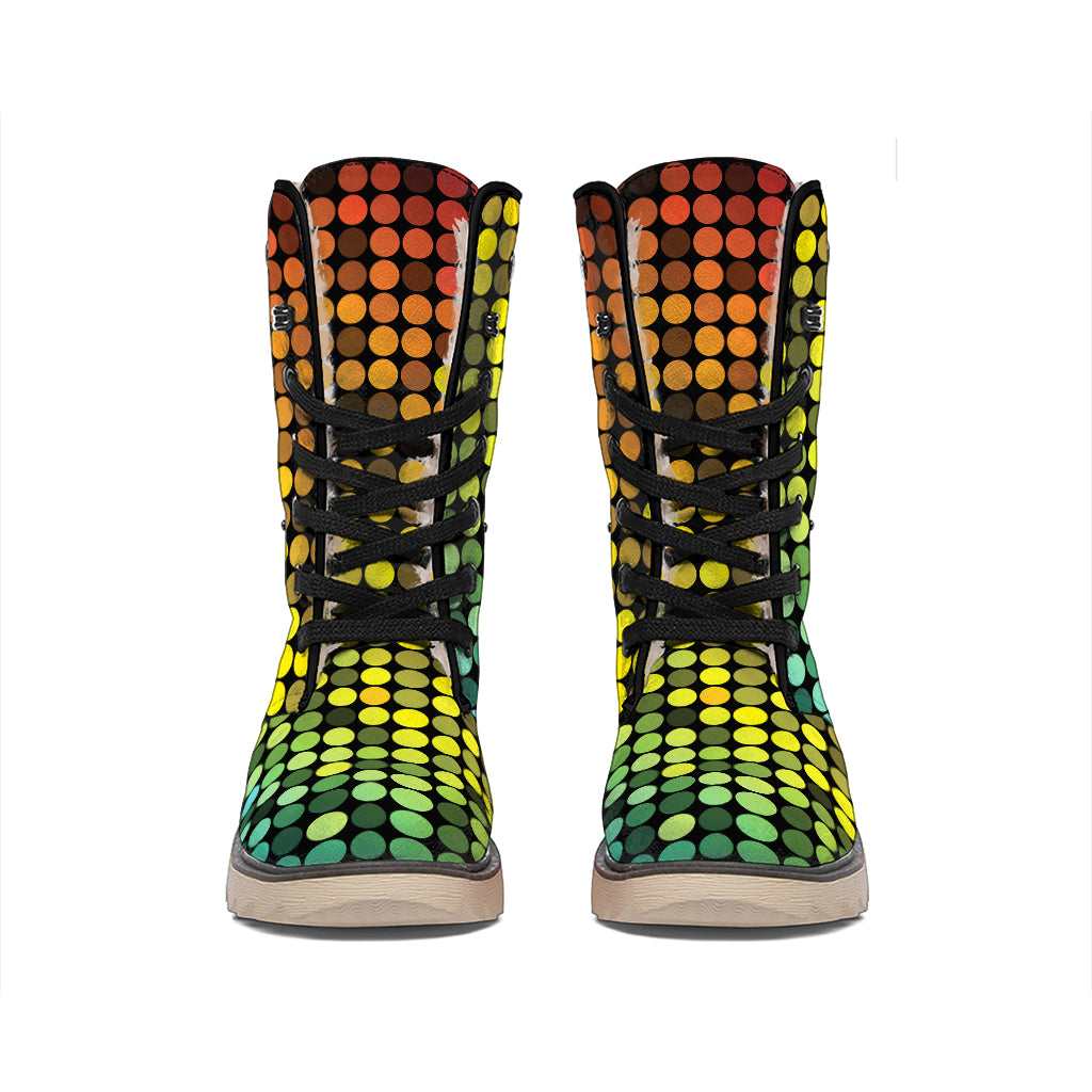 Colorful Disco Lights Pattern Print Winter Boots