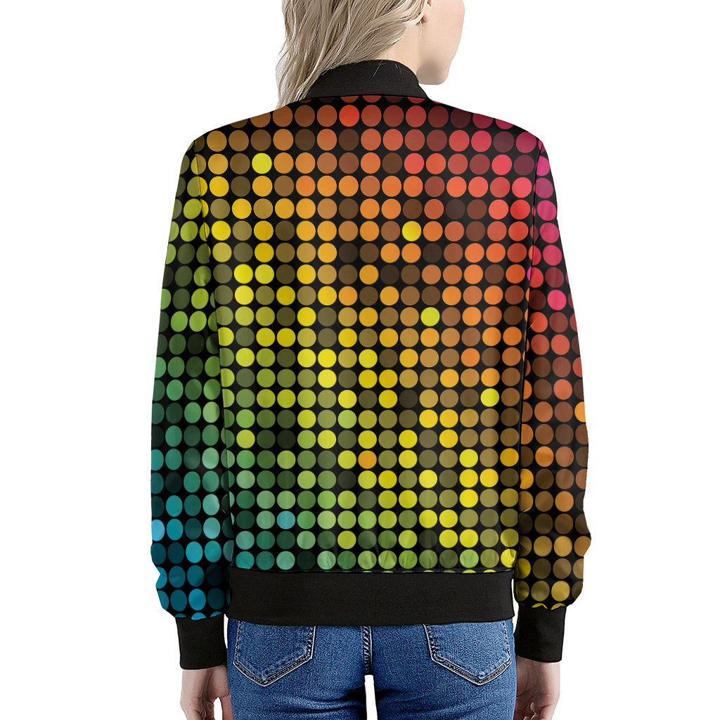 Colorful Disco Lights Pattern Print Women's Bomber Jacket