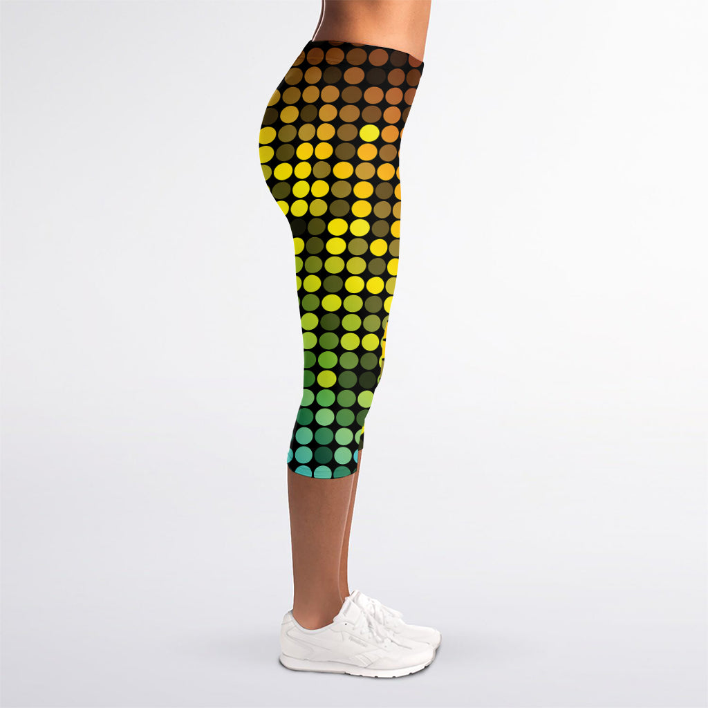Colorful Disco Lights Pattern Print Women's Capri Leggings