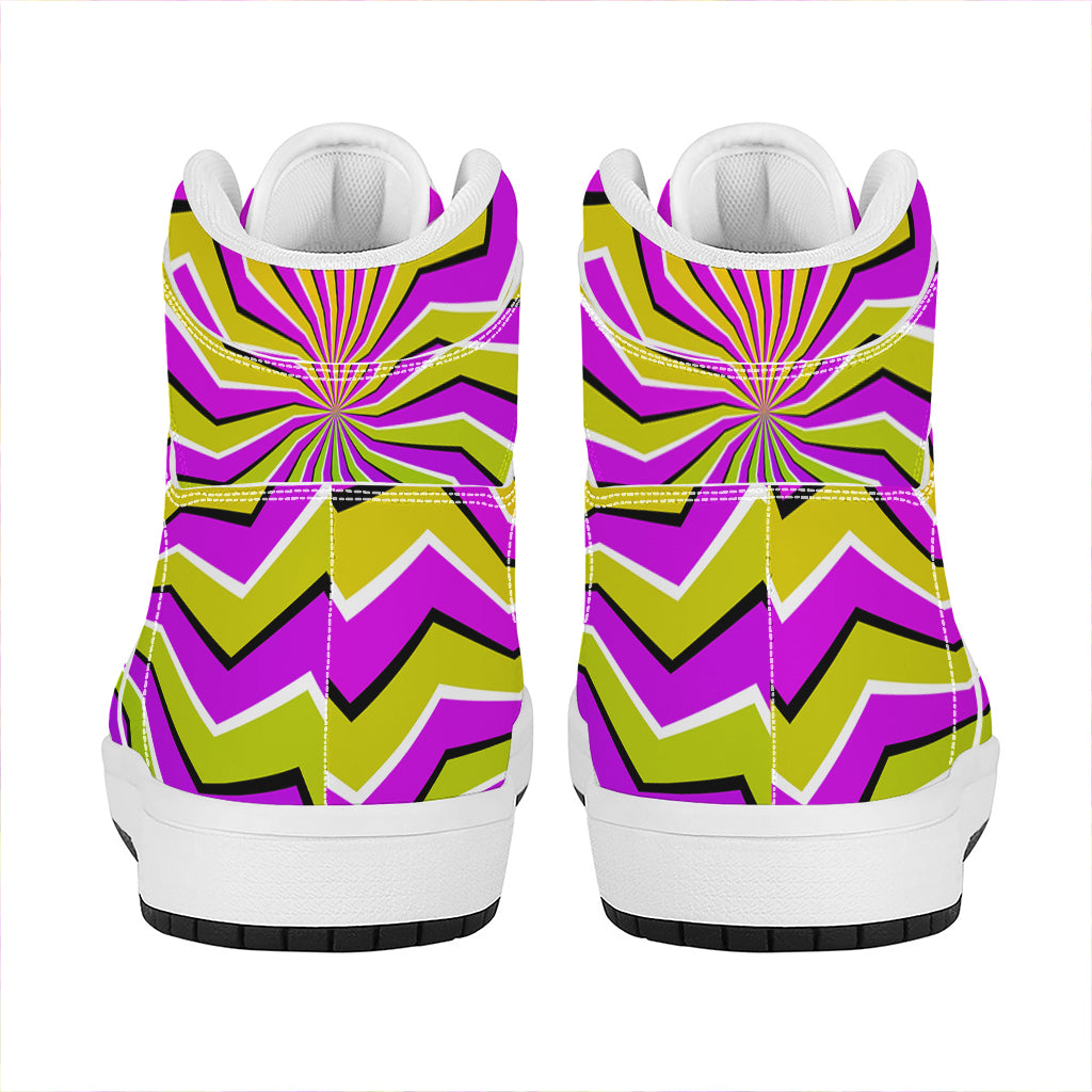Colorful Dizzy Moving Optical Illusion High Top Leather Sneakers