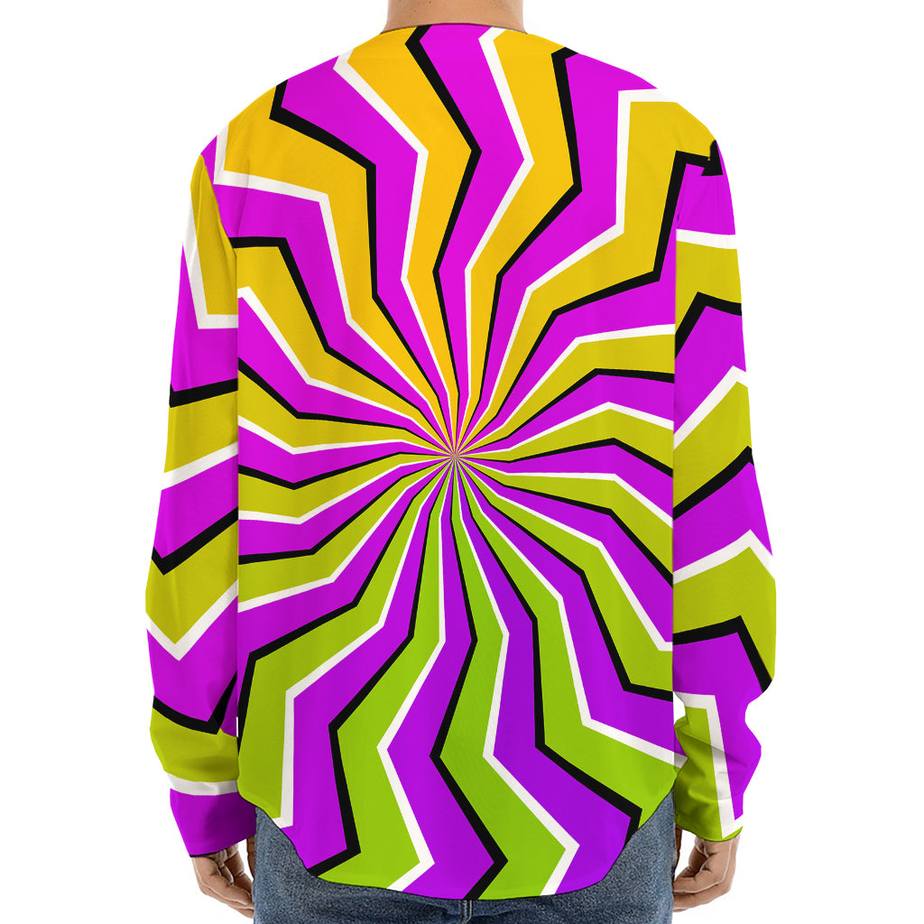 Colorful Dizzy Moving Optical Illusion Long Sleeve Baseball Jersey