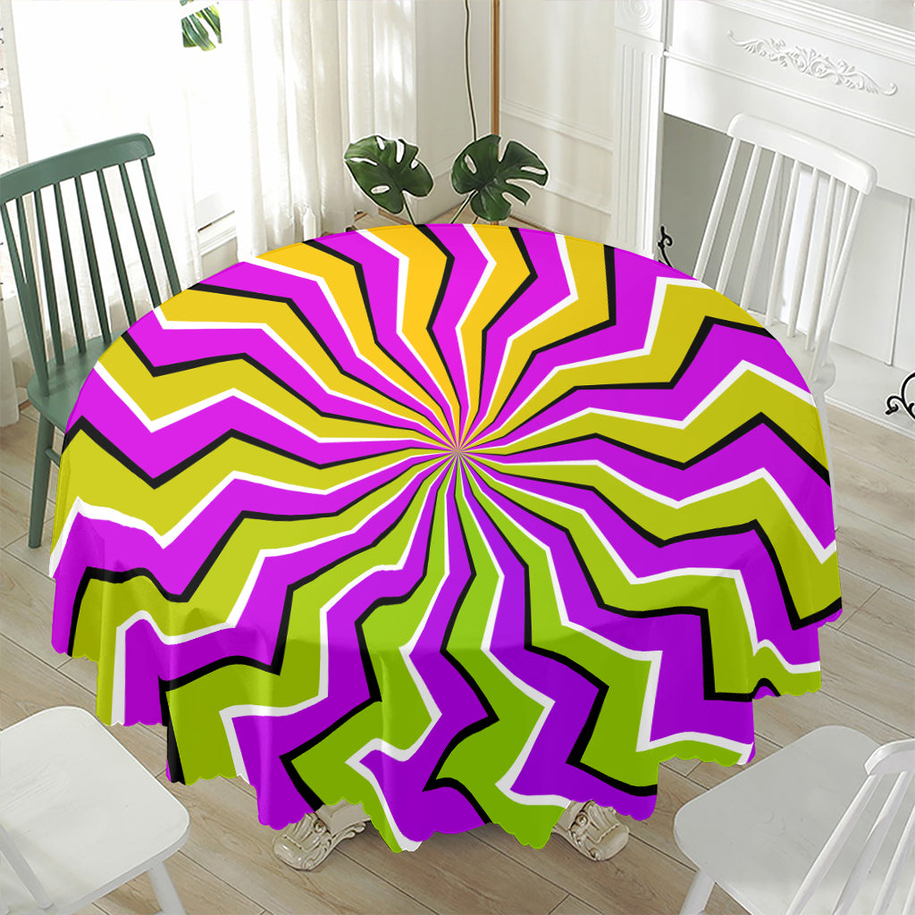 Colorful Dizzy Moving Optical Illusion Waterproof Round Tablecloth
