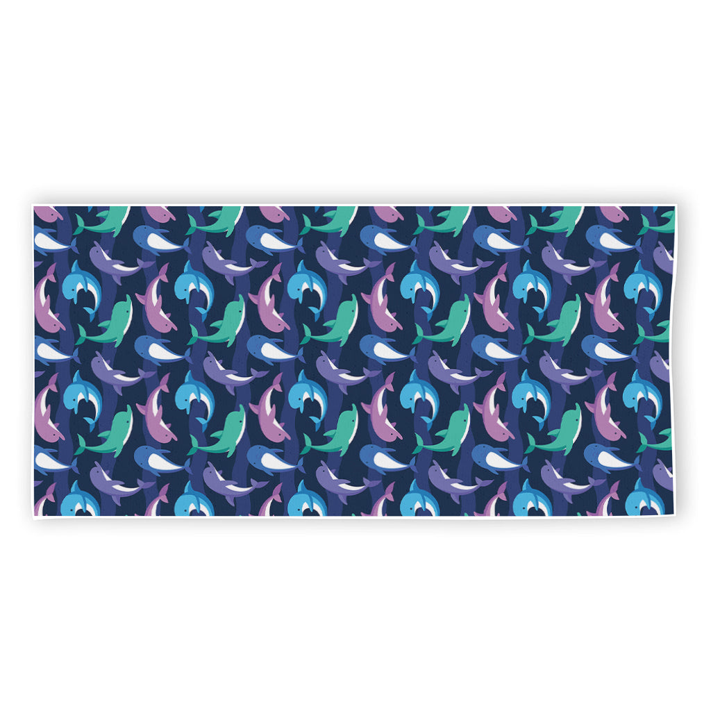 Colorful Dolphin Pattern Print Beach Towel
