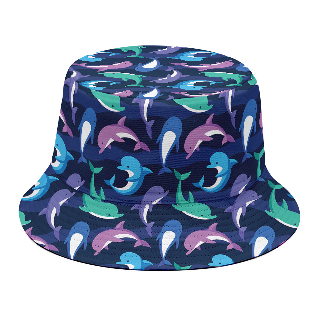 Colorful Dolphin Pattern Print Bucket Hat