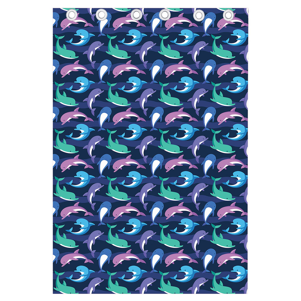 Colorful Dolphin Pattern Print Curtain
