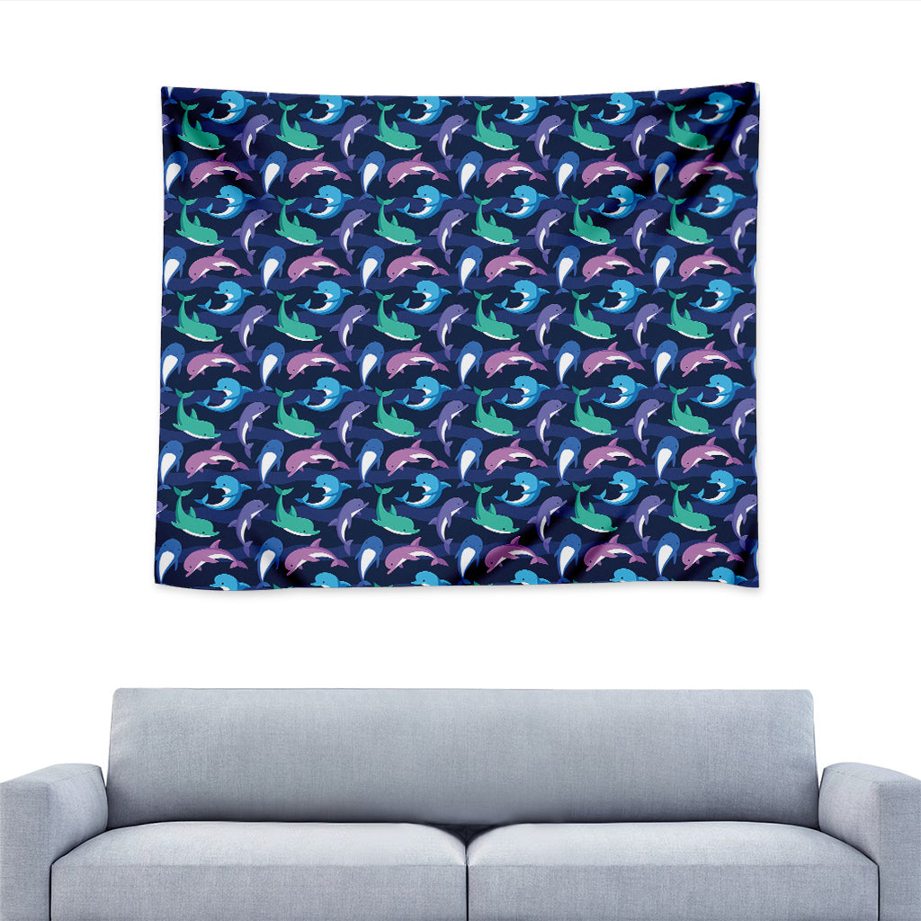 Colorful Dolphin Pattern Print Tapestry