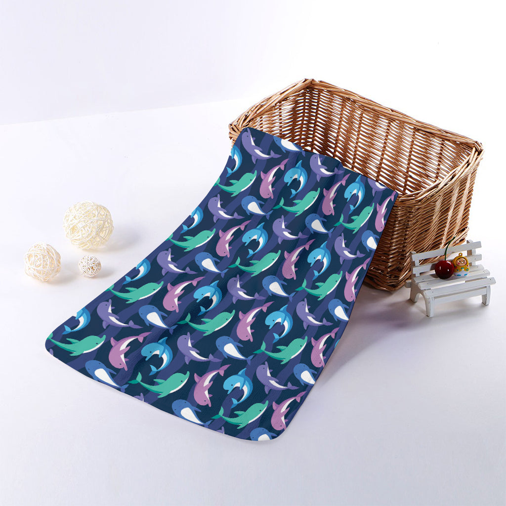 Colorful Dolphin Pattern Print Towel