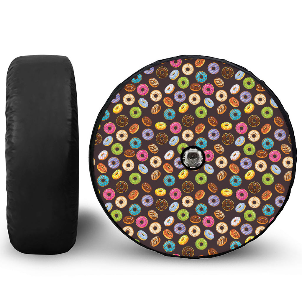 Colorful Donut Pattern Print Tire Cover With Camera Hole