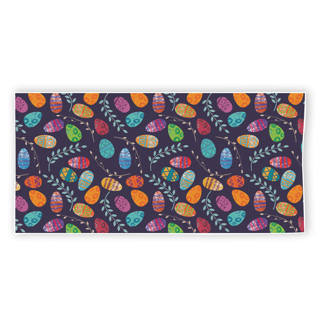 Colorful Easter Eggs Pattern Print Beach Towel