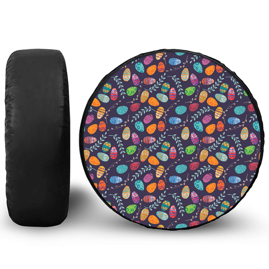 Colorful Easter Eggs Pattern Print Tire Cover