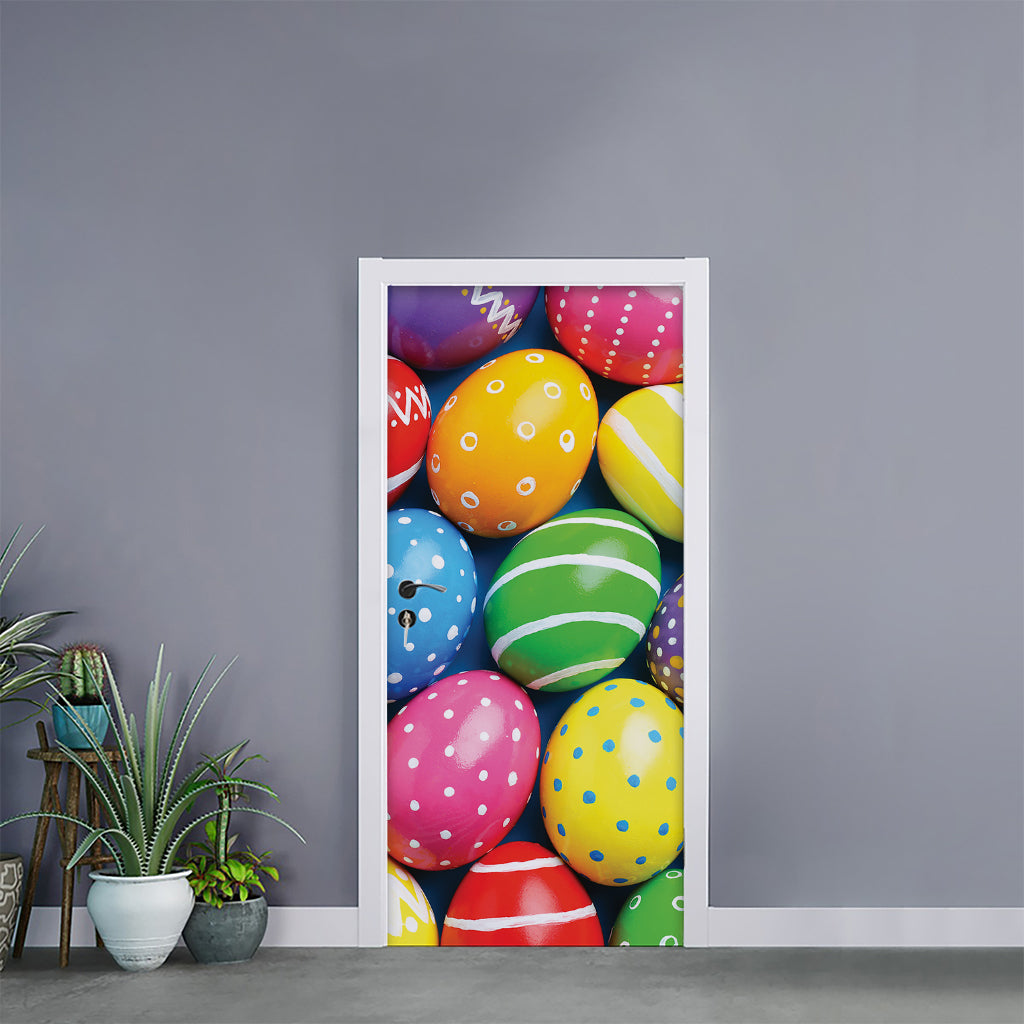 Colorful Easter Eggs Print Door Sticker