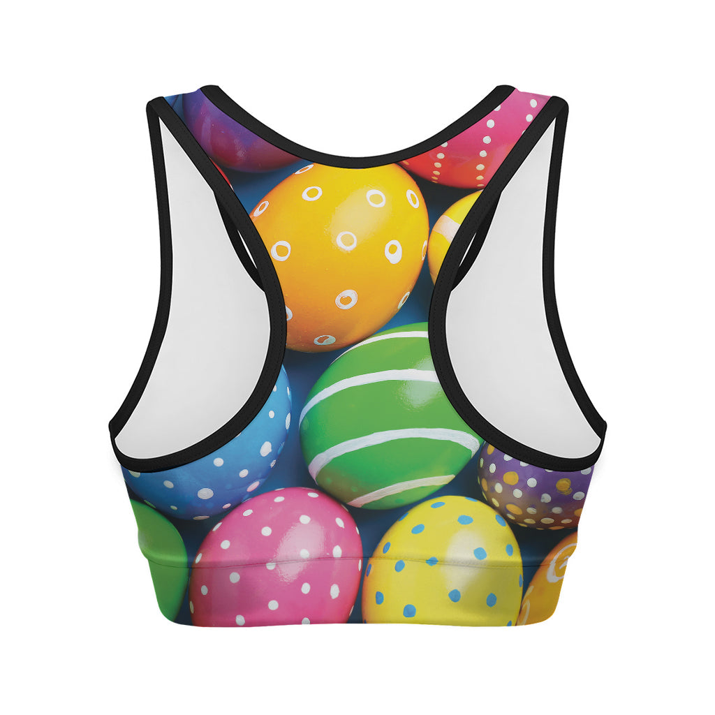 Colorful Easter Eggs Print Women's Sports Bra