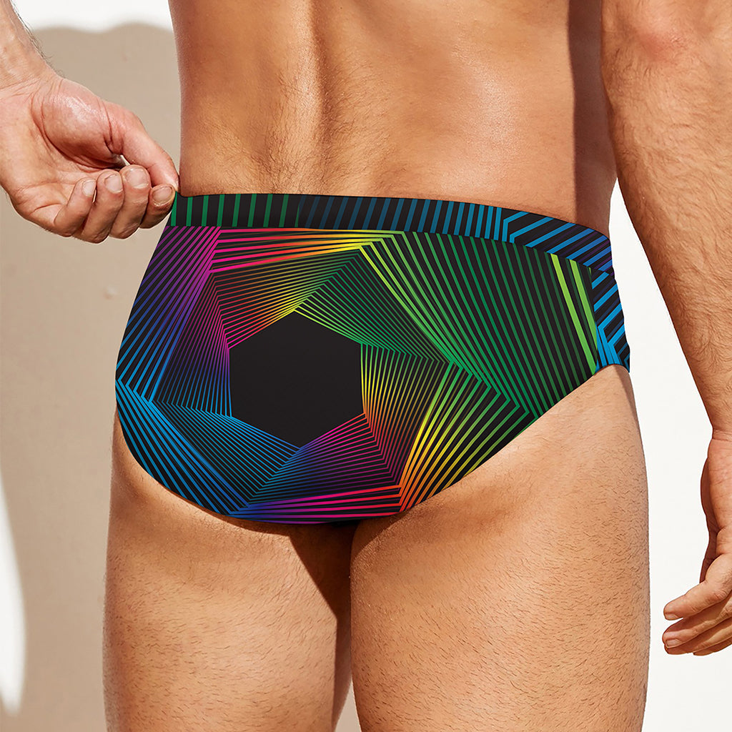 Colorful EDM Geometric Print Men's Swim Briefs