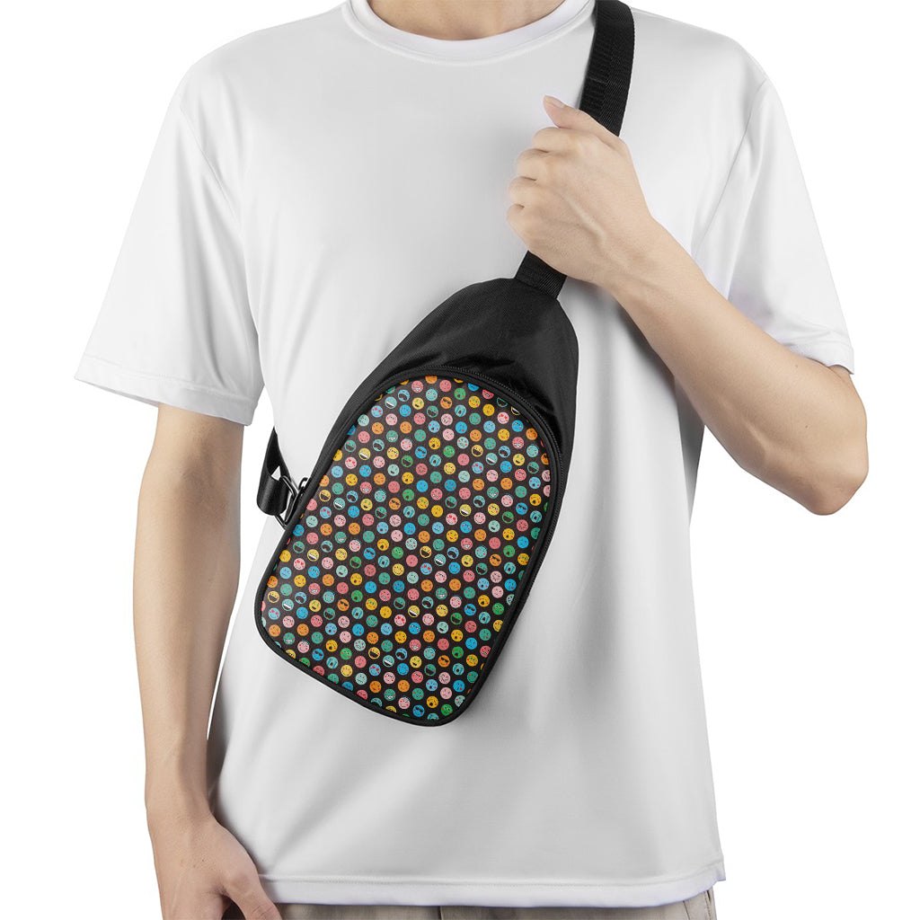 Colorful Emoji Faces Pattern Print Chest Bag