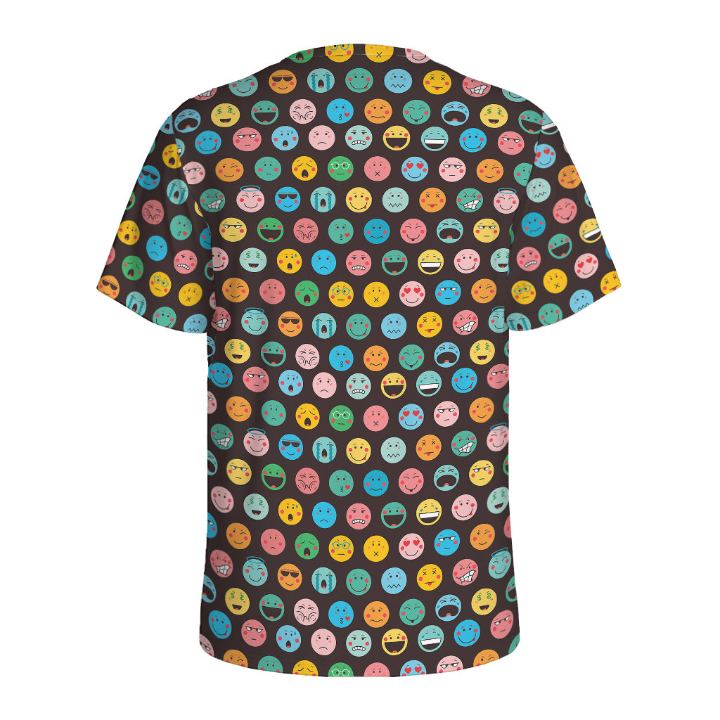 Colorful Emoji Faces Pattern Print Men's Sports T-Shirt