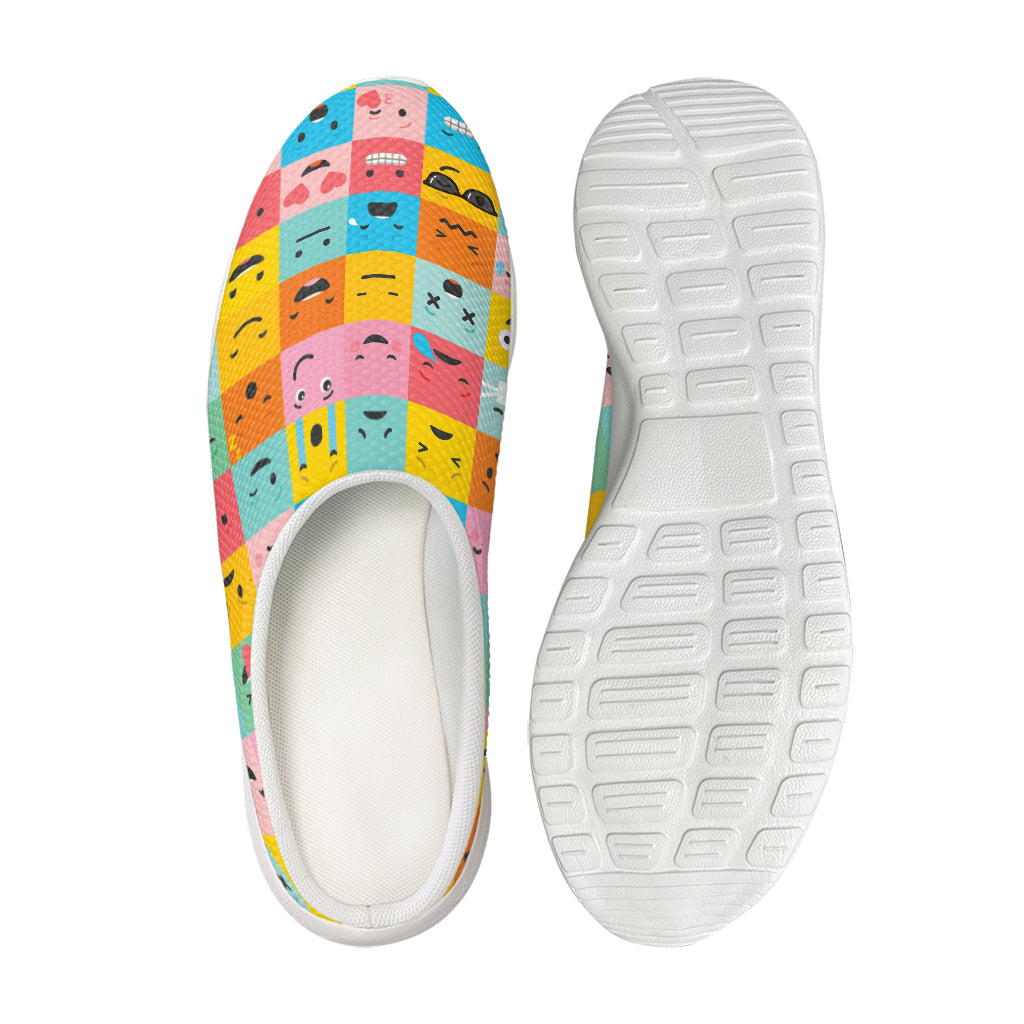 Colorful Emoji Pattern Print Mesh Casual Shoes