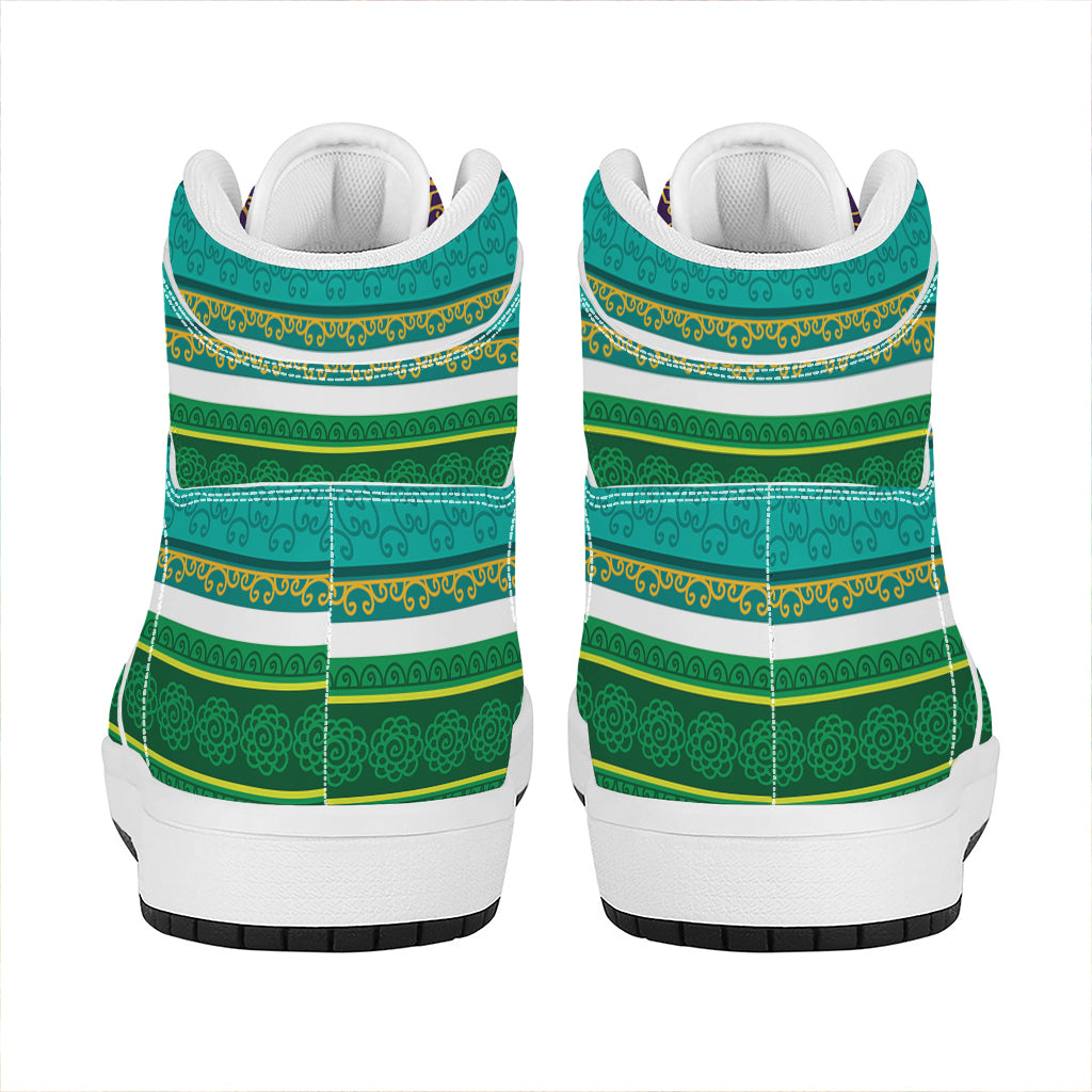 Colorful Ethnic Pattern Print High Top Leather Sneakers