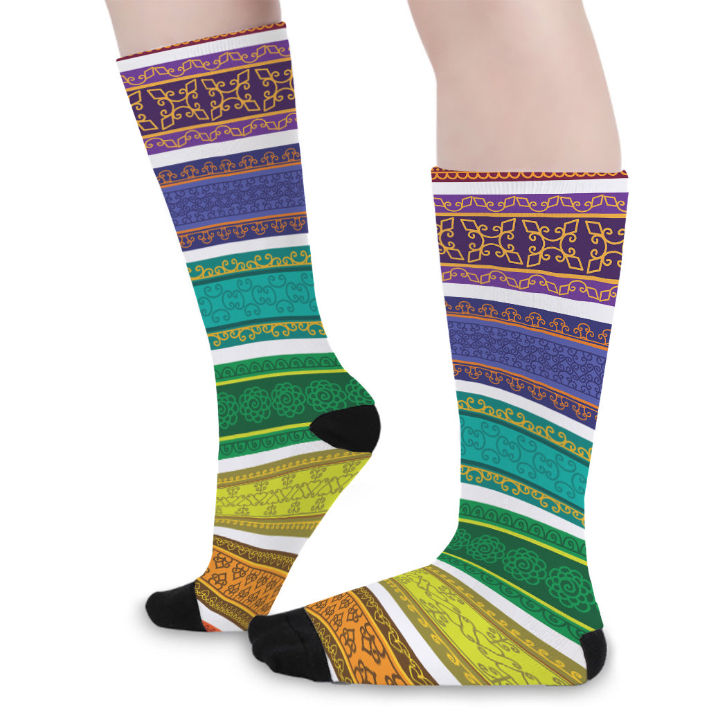 Colorful Ethnic Pattern Print Long Socks