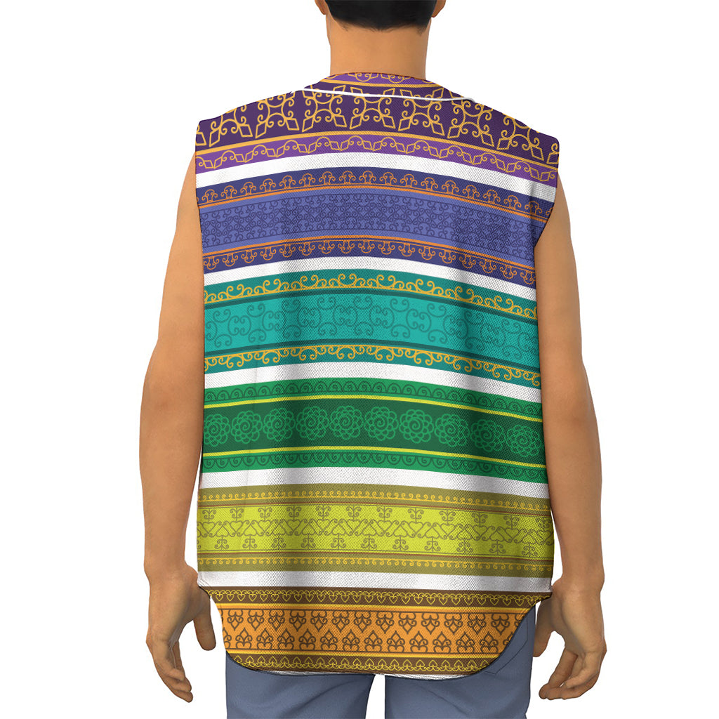 Colorful Ethnic Pattern Print Sleeveless Baseball Jersey