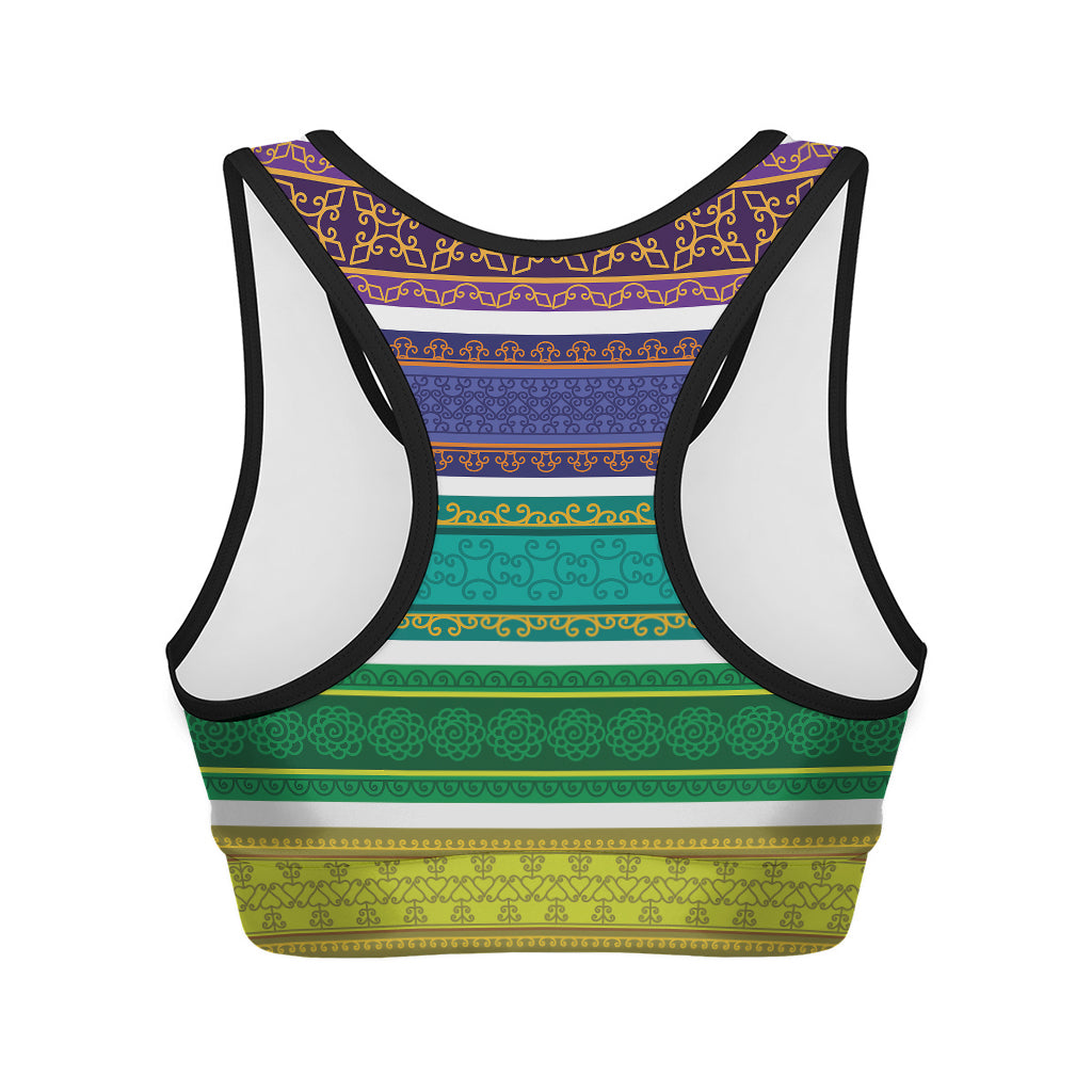 Colorful Ethnic Pattern Print Women's Sports Bra